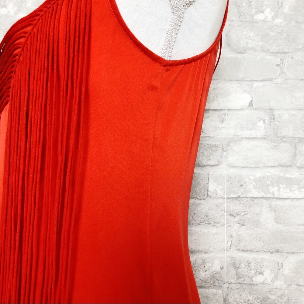 ACE DELIVERY | Red 100% Silk Fringe Tank Top - Picture 6 of 13
